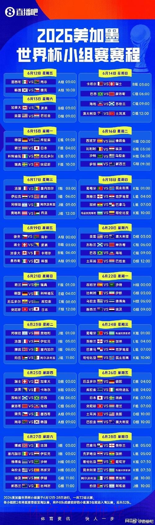 2026世界杯赛程一览赛事详情免费观看